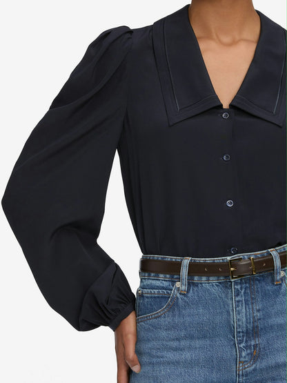Frame Denim | The Long Sleeve Sailor Blouse - Navy