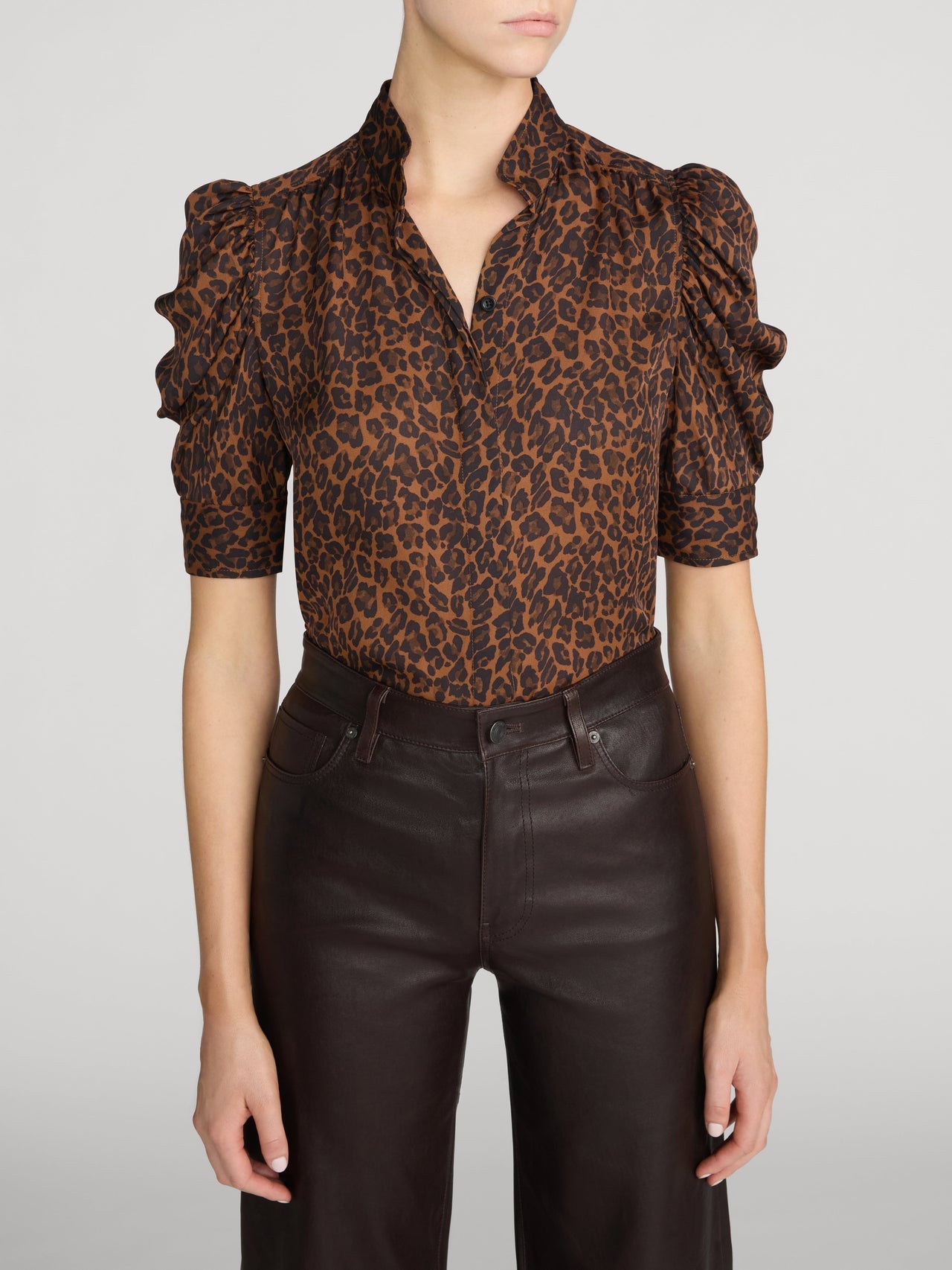 Frame Denim | The Gillian Top - Light Leopard Multi