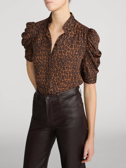 Frame Denim | The Gillian Top - Light Leopard Multi