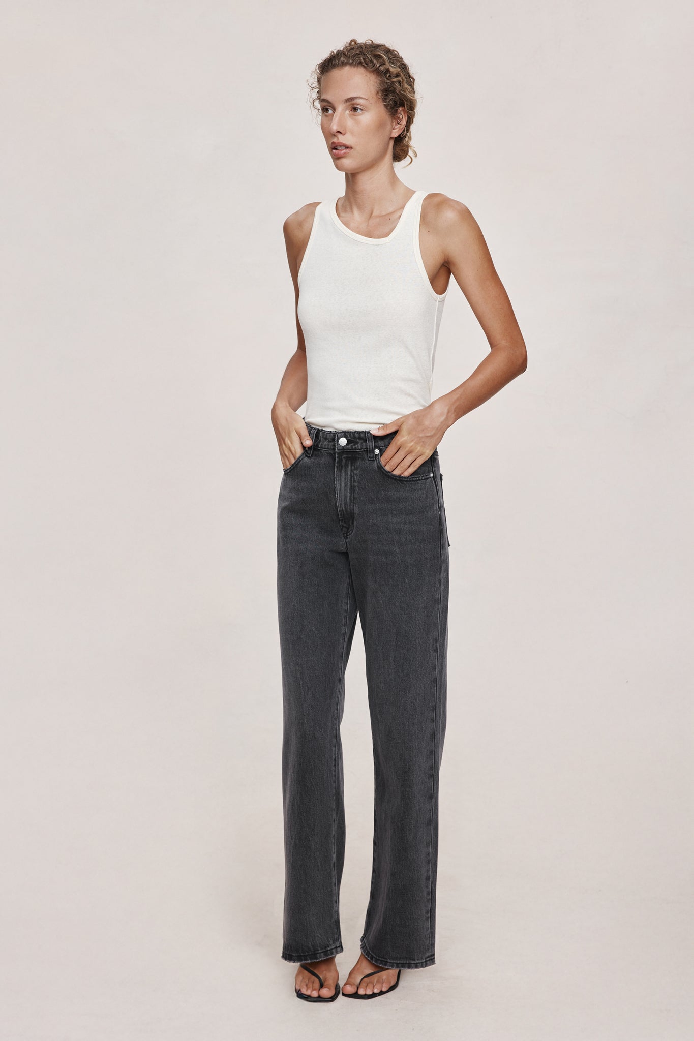 Marle | Wide Leg Jean - Faded Black