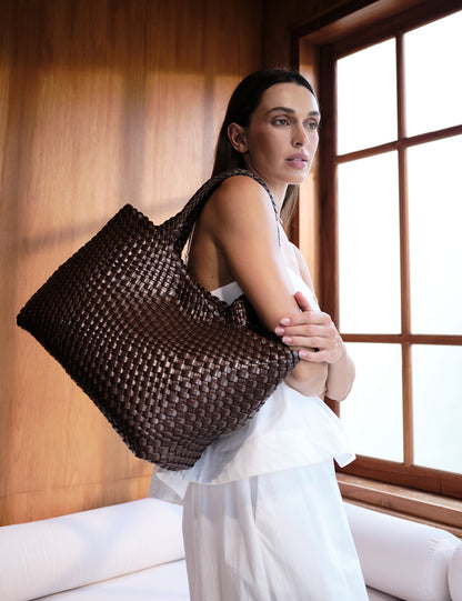 La Tribe | Woven Tote Bag - Brown