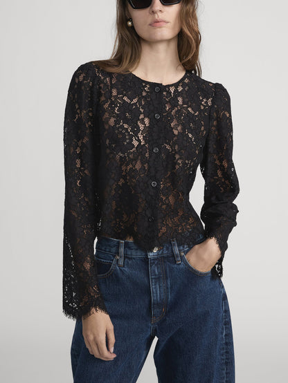 Frame | The Lace Blouse - Black