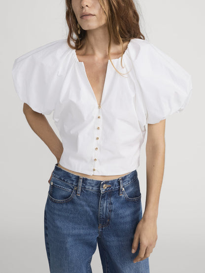 Frame Denim | The Dramatic Sleeve Blouse - White