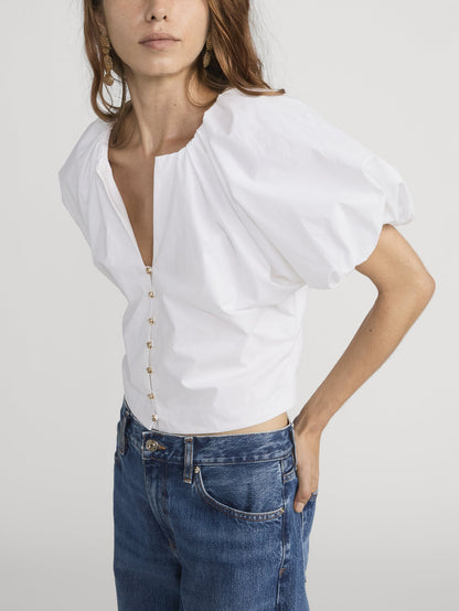 Frame Denim | The Dramatic Sleeve Blouse - White