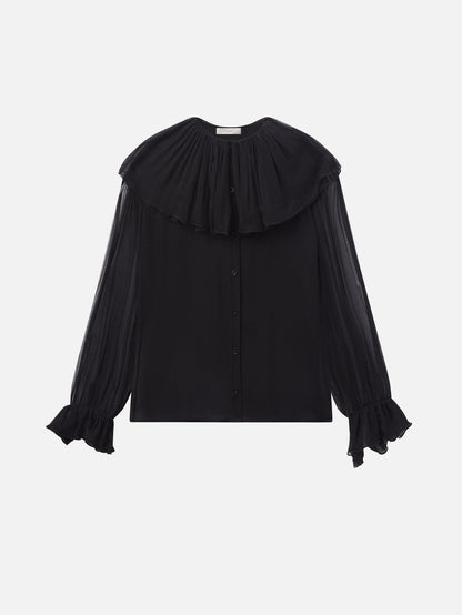 Frame | The Tiered Statement Blouse - Black