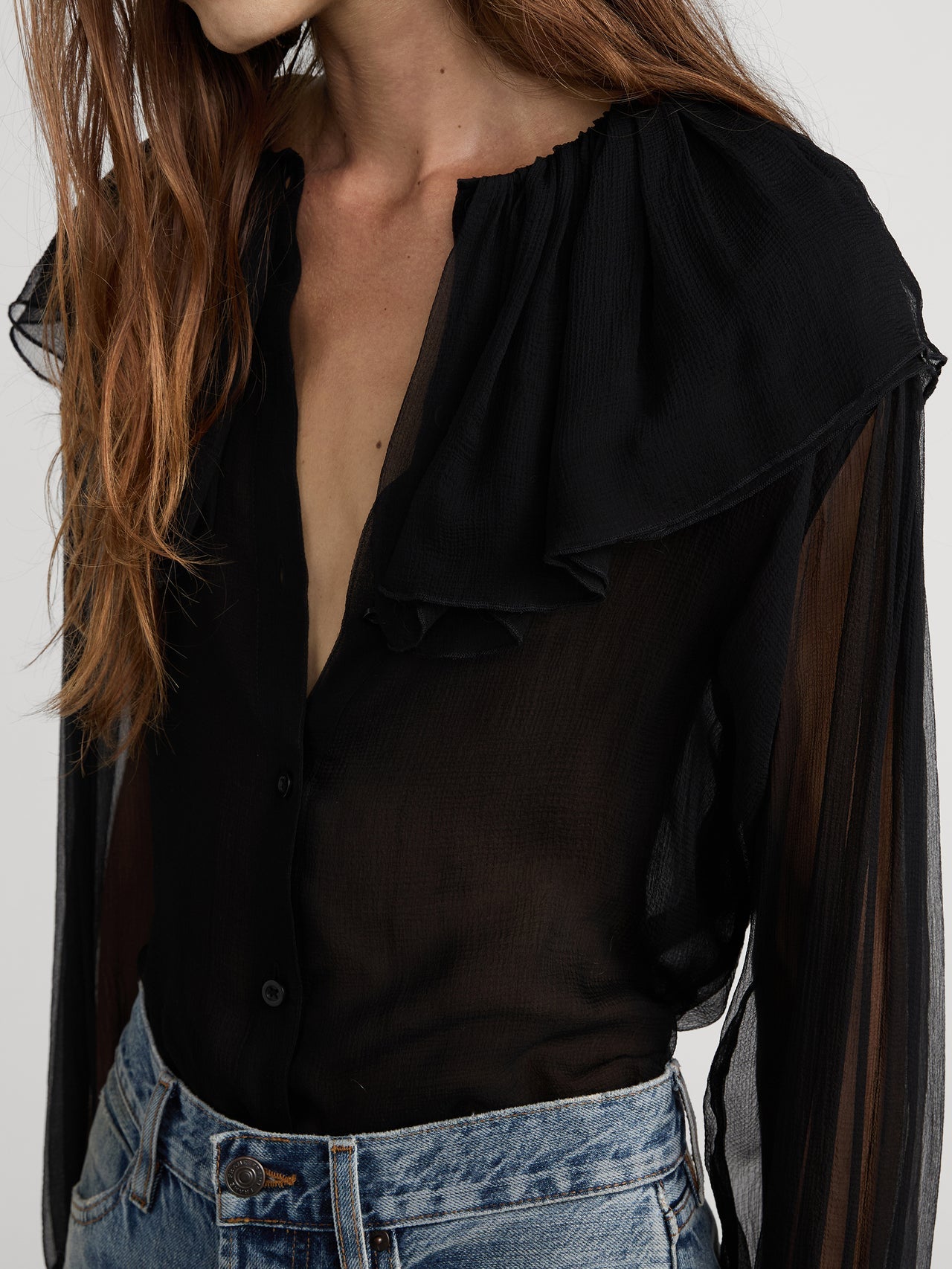 Frame | The Tiered Statement Blouse - Black