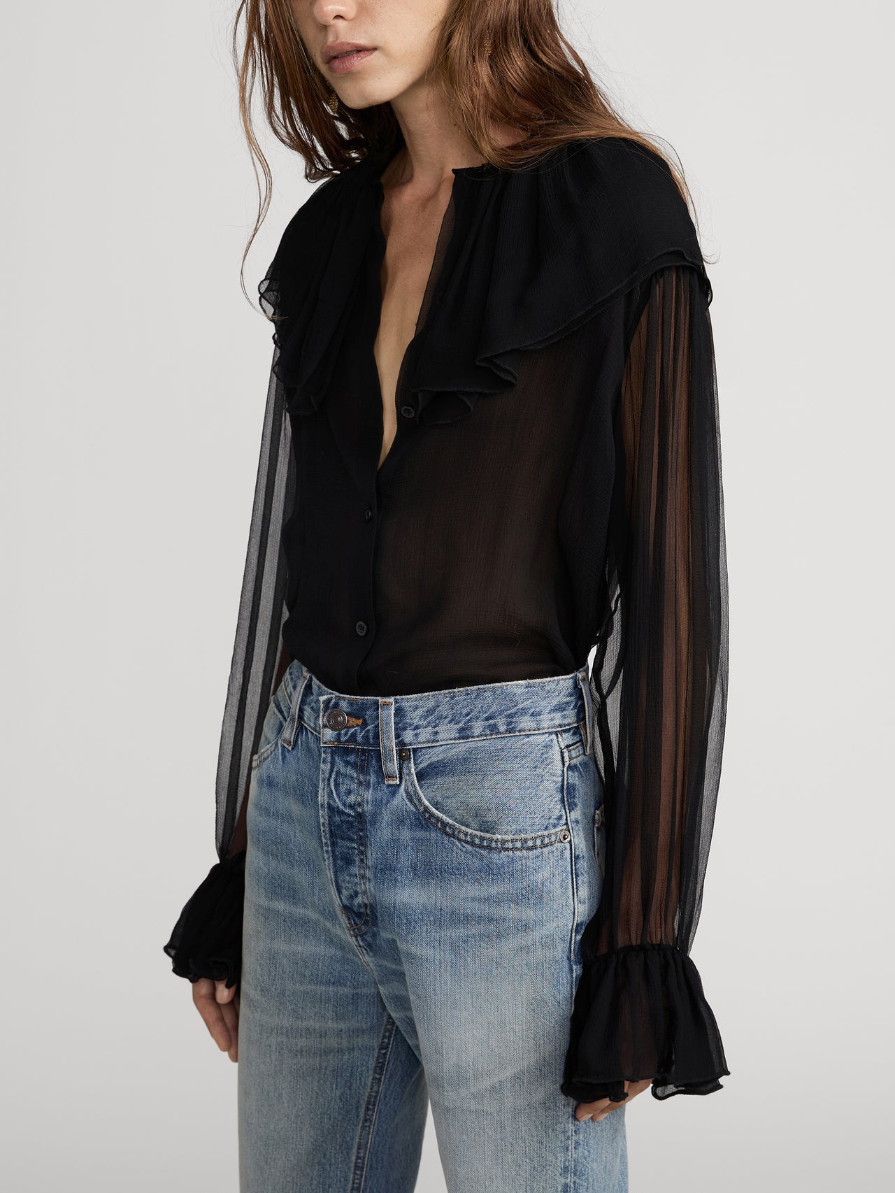 Frame | The Tiered Statement Blouse - Black
