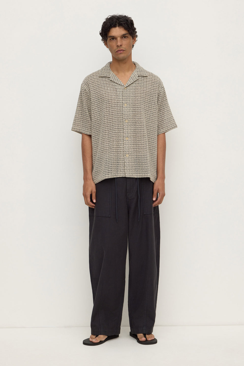 Assembly Label | Watson Short Sleeve Shirt - Cream / Black