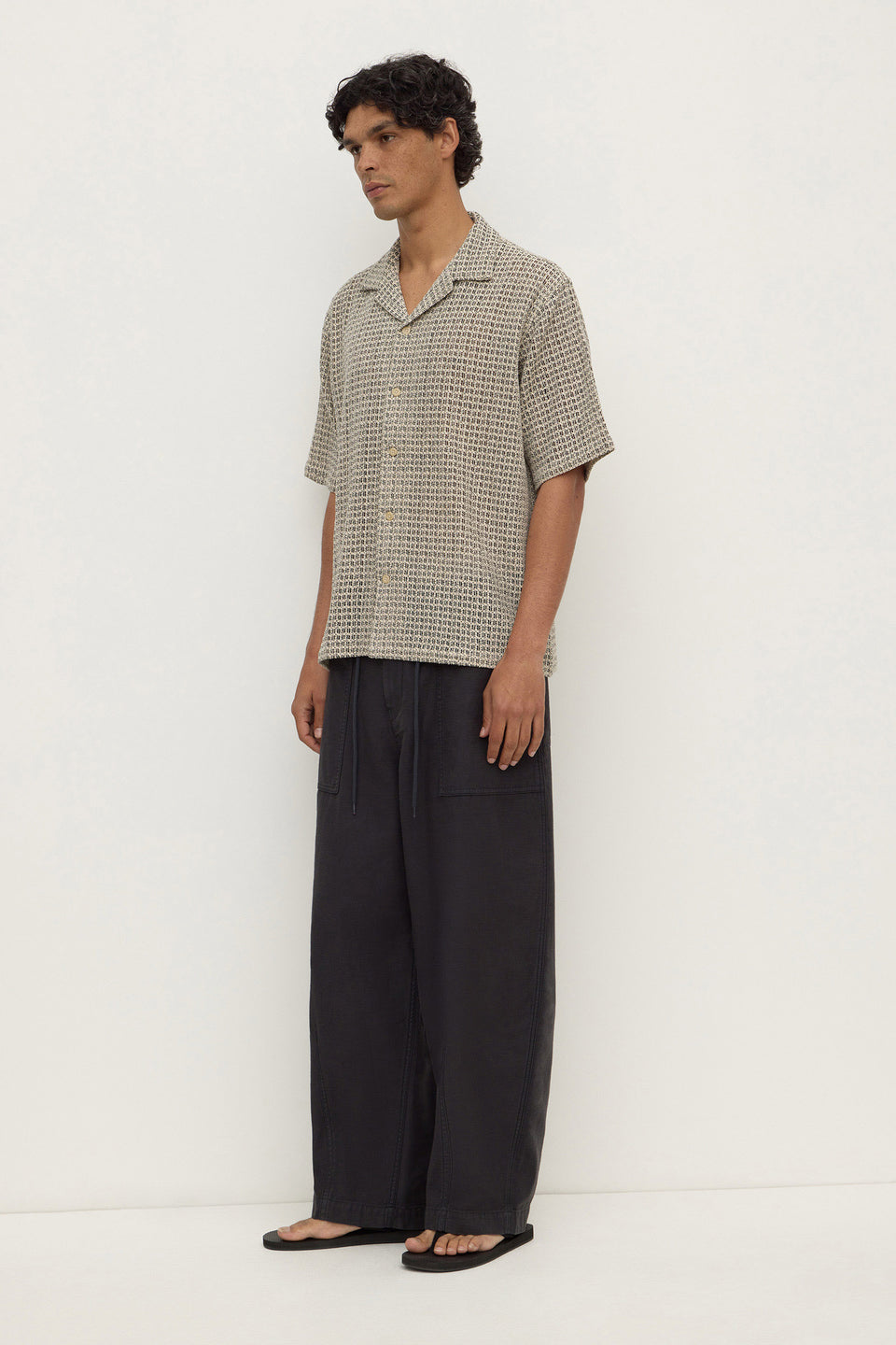 Assembly Label | Watson Short Sleeve Shirt - Cream / Black