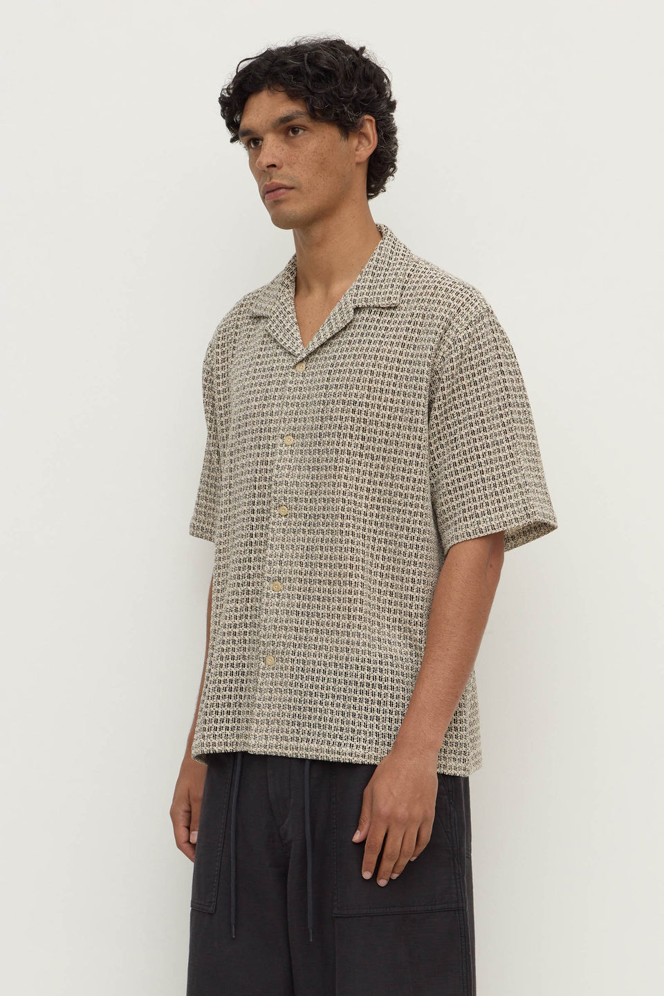 Assembly Label | Watson Short Sleeve Shirt - Cream / Black