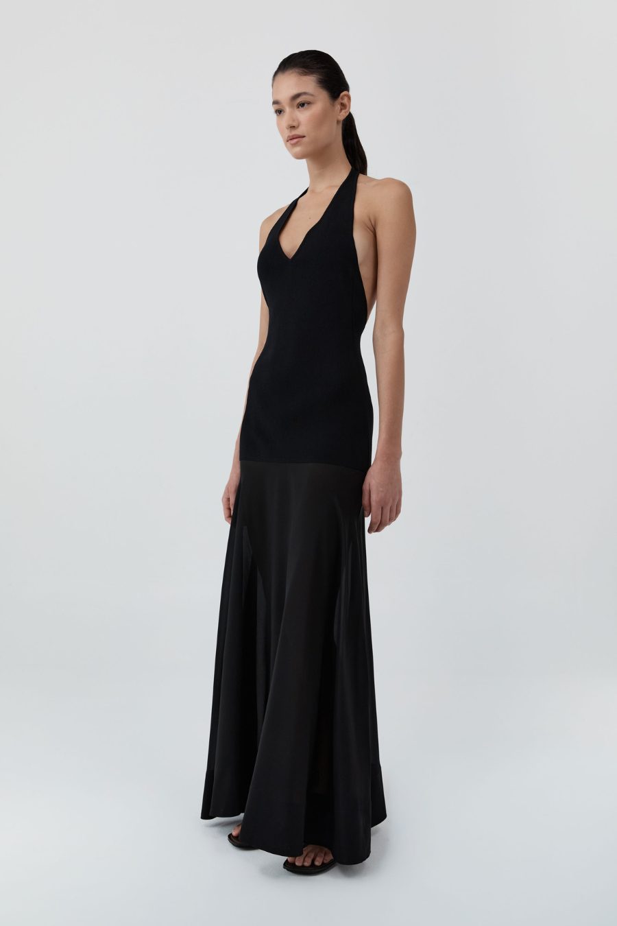 St Agni | Circle Hem Halter Dress - Black