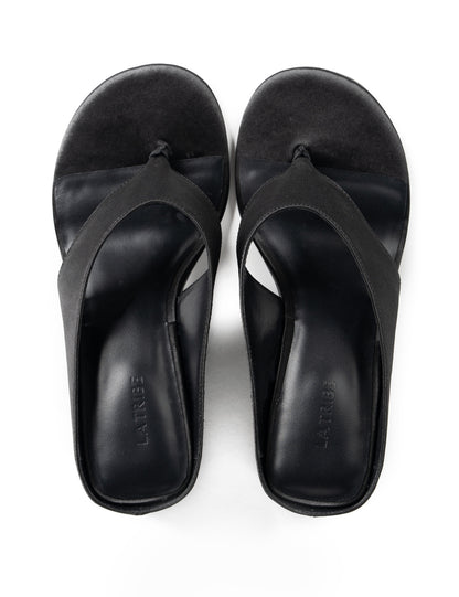 La Tribe | Wedge Thong - Black Satin