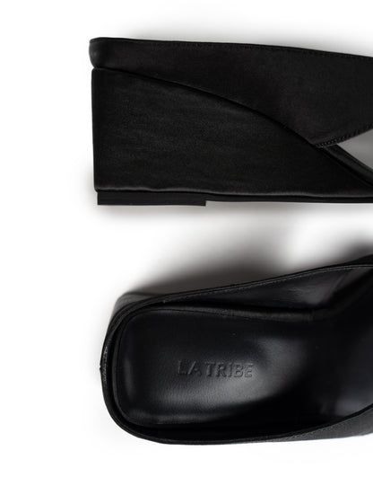 La Tribe | Wedge Thong - Black Satin