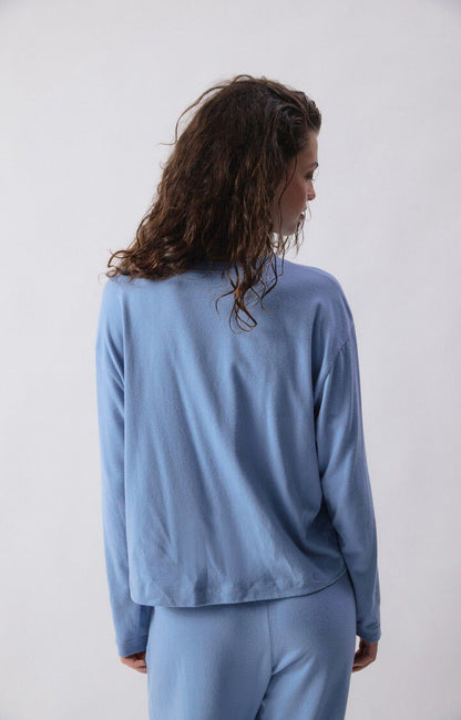 American Vintage | Ypawood 02 Long Sleeve T.Shirt - Blue Melange
