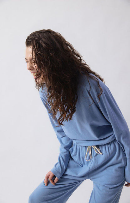 American Vintage | Ypawood 02 Long Sleeve T.Shirt - Blue Melange