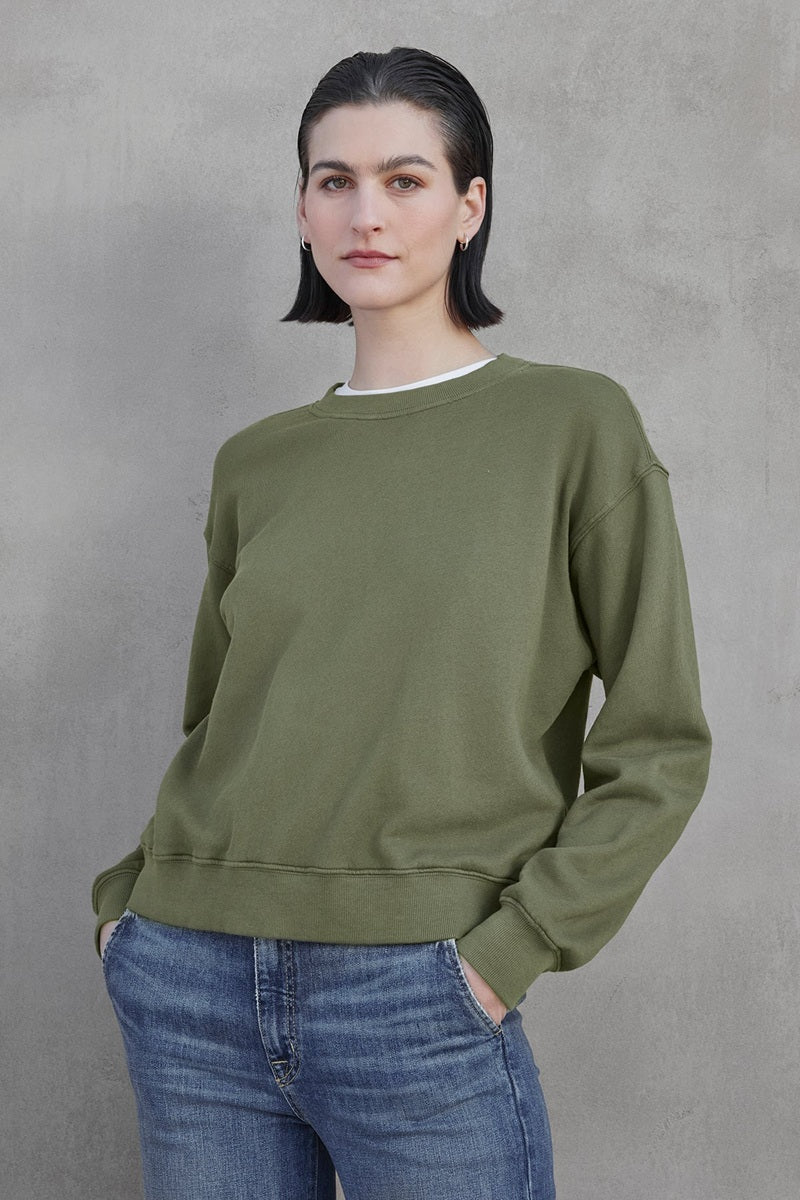 Velvet | Ynez Organic Cotton Sweater - Army
