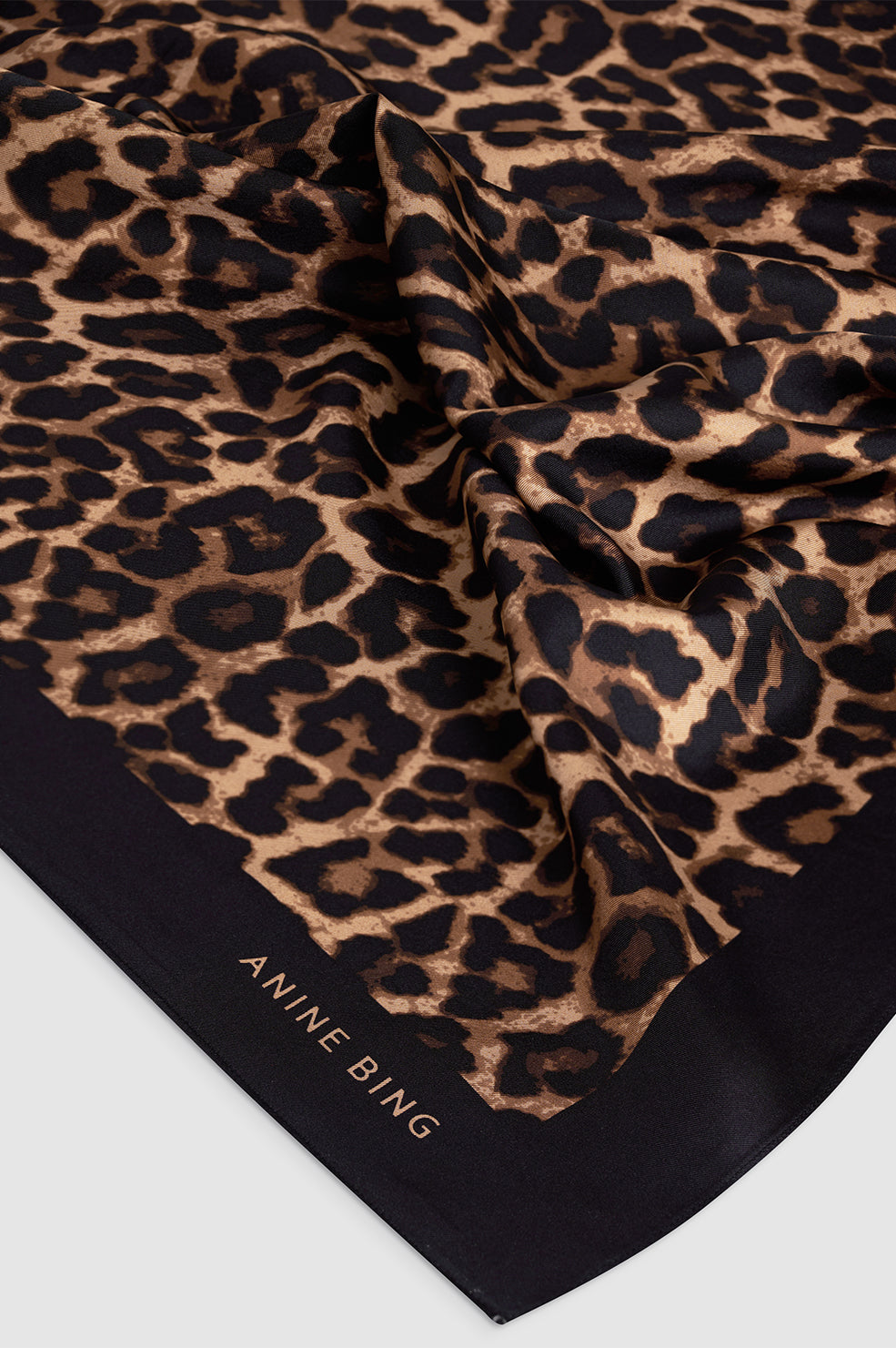 Anine Bing | York Scarf - Black & Brown Leopard