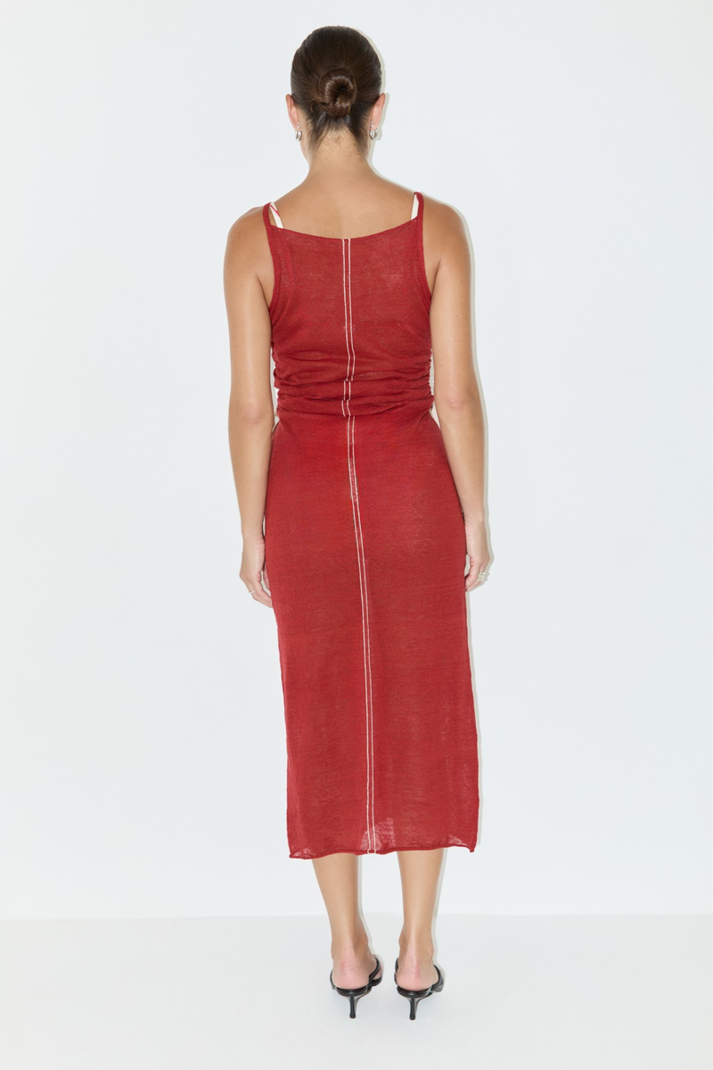 Zulu & Zephyr | Gathered Knit Dress - Red