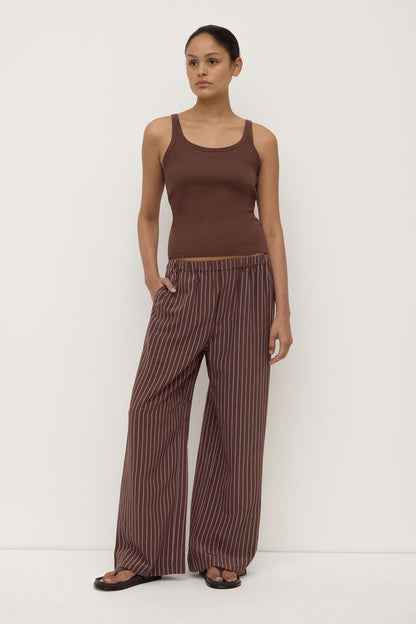 Assembly Label | Zayla Silk Stripe Pant - Cream/Espresso