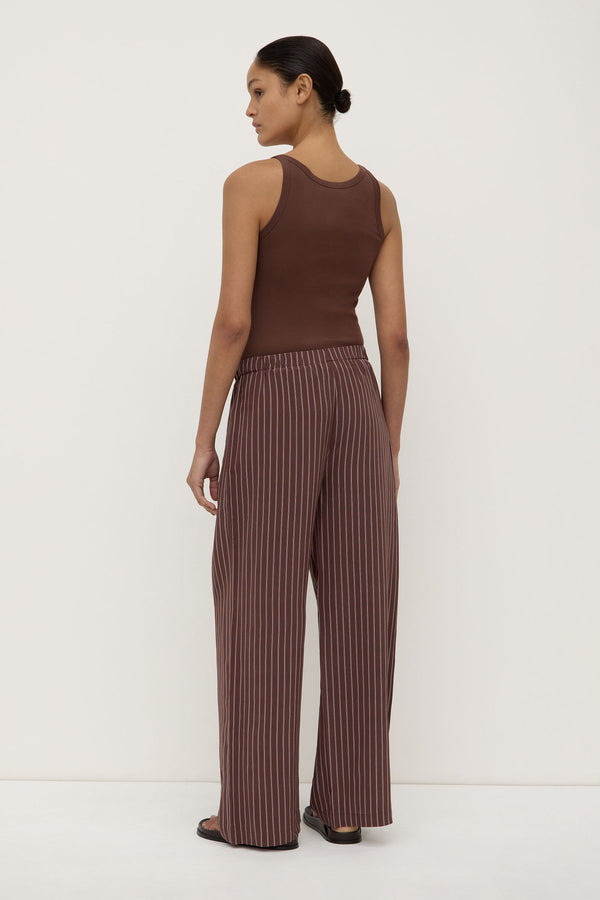 Assembly Label | Zayla Silk Stripe Pant - Cream/Espresso
