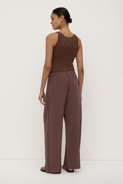 Assembly Label | Zayla Silk Stripe Pant - Cream/Espresso
