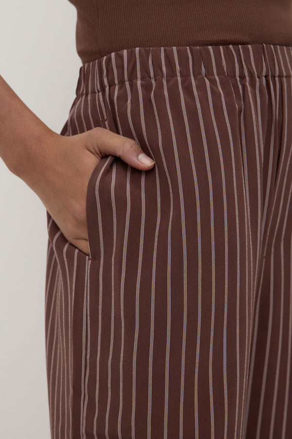 Assembly Label | Zayla Silk Stripe Pant - Cream/Espresso