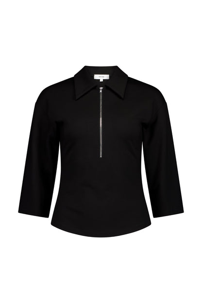 Rebe | Zip Front Polo - Black