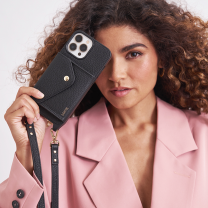 Louve | Zoe Black Leather Case IPhone