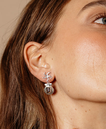 Zoe & Morgan | Alara Earrings - Silver Smokey Quartz