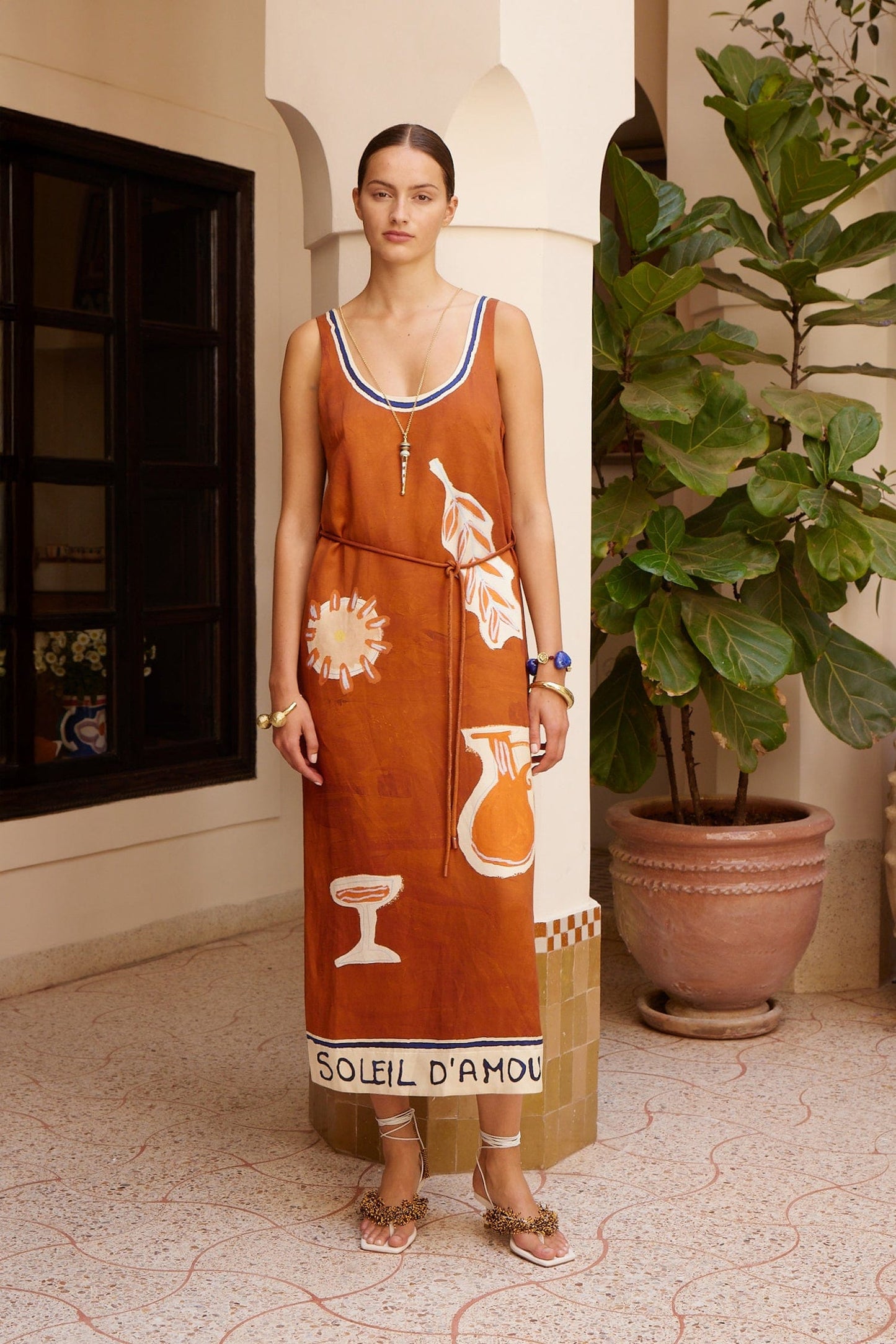 Alemais | Soleil D'Amour Silk Midi Dress - Rust