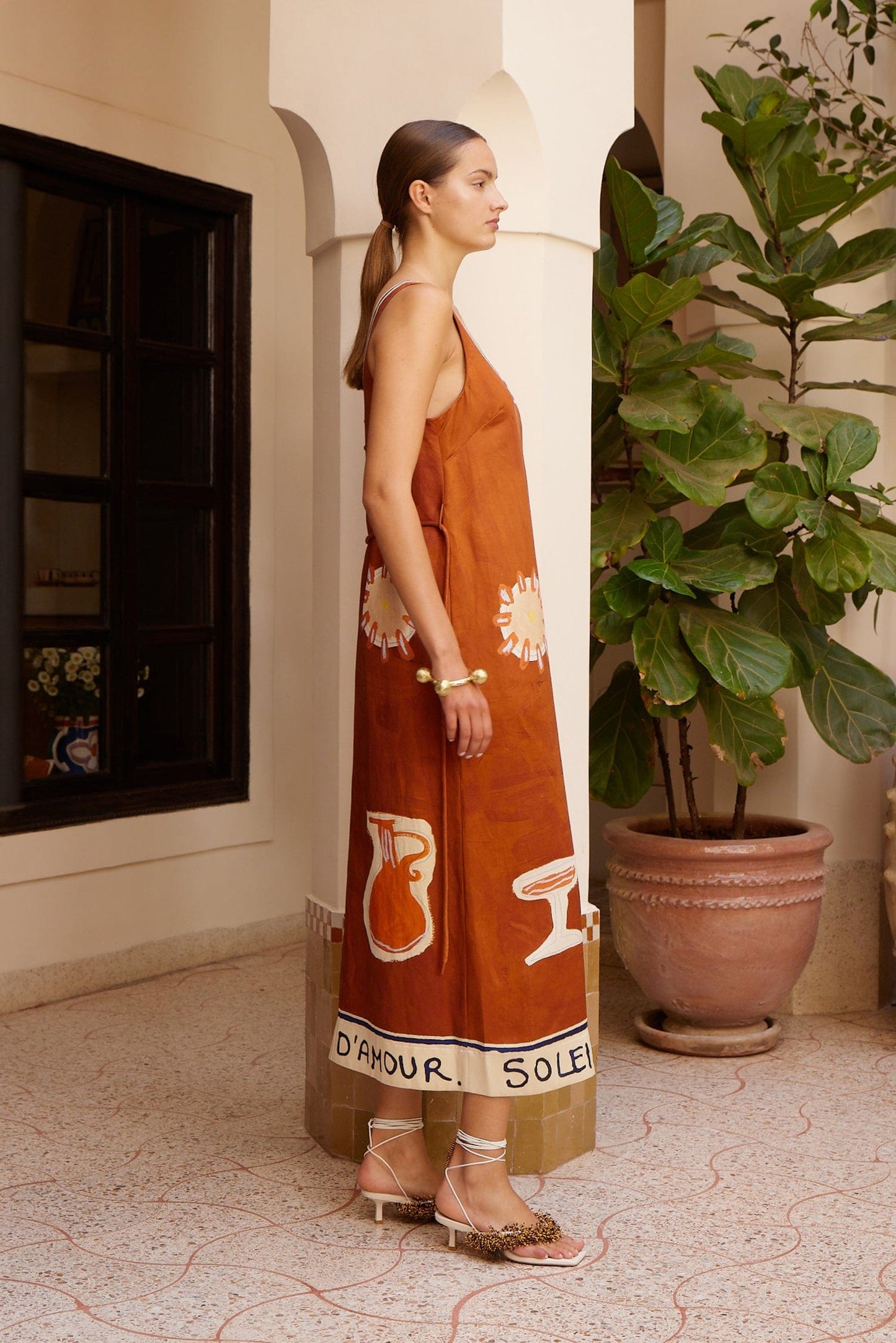 Alemais | Soleil D'Amour Silk Midi Dress - Rust