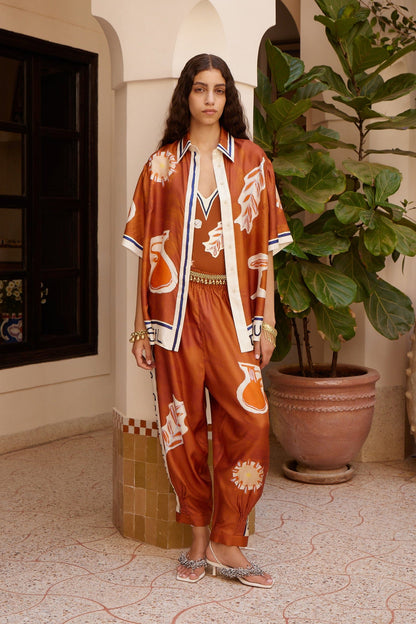 Alemais | Soleil D'Amour Silk Shirt - Rust