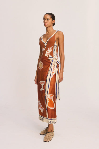 Alemais | Soleil D'Amour Silk Sarong - Rust