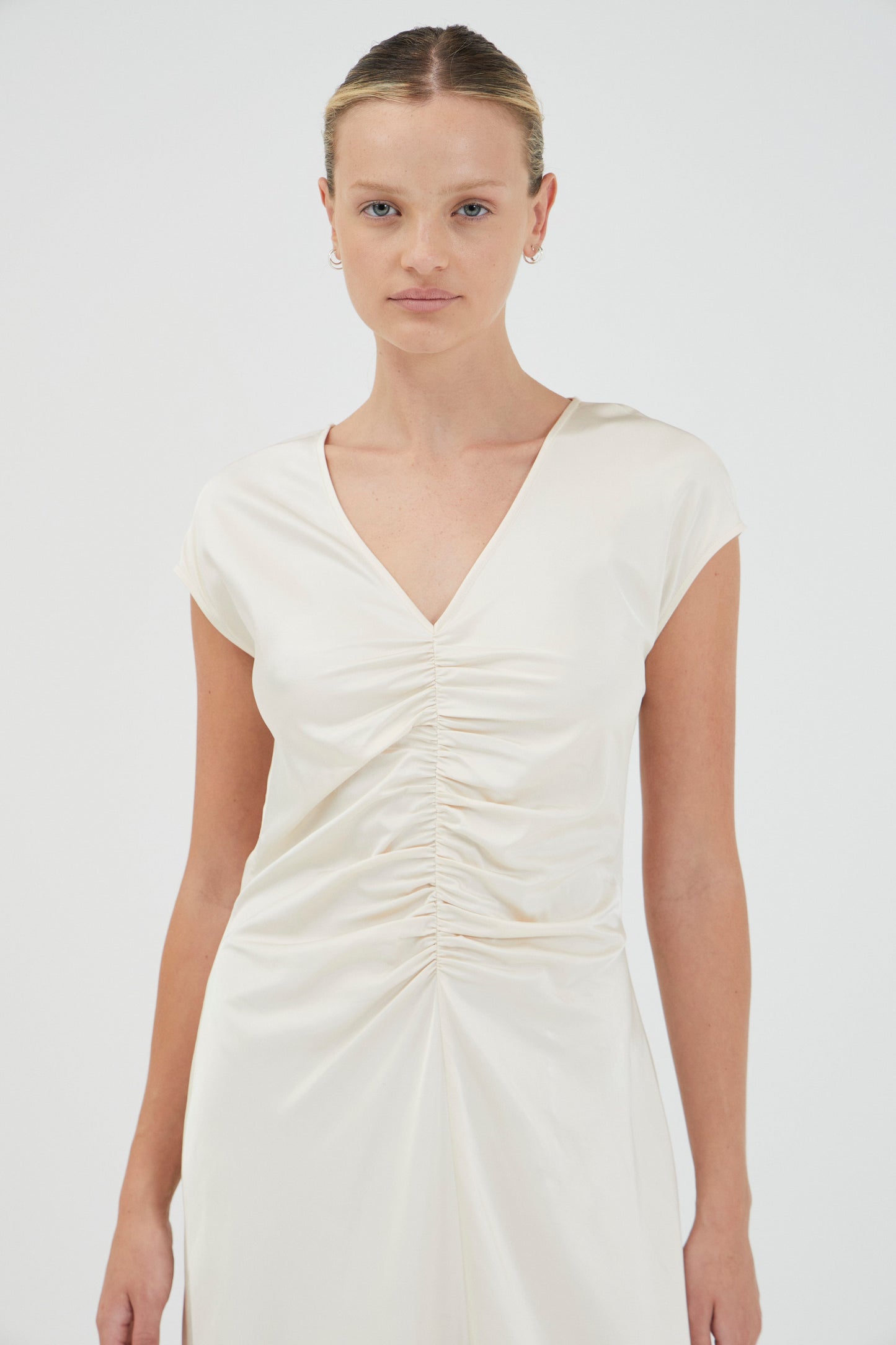 Third Form | Allure Gathered Tee Dress - Baby's Breath