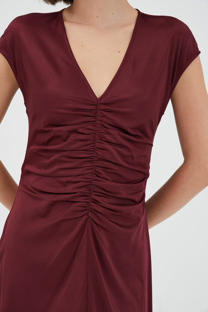 Third Form | Allure Gathered Tee Dress - Cabernet
