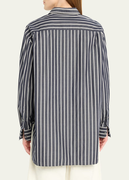 Nili Lotan | Yorke Shirt - Charcoal Stripe