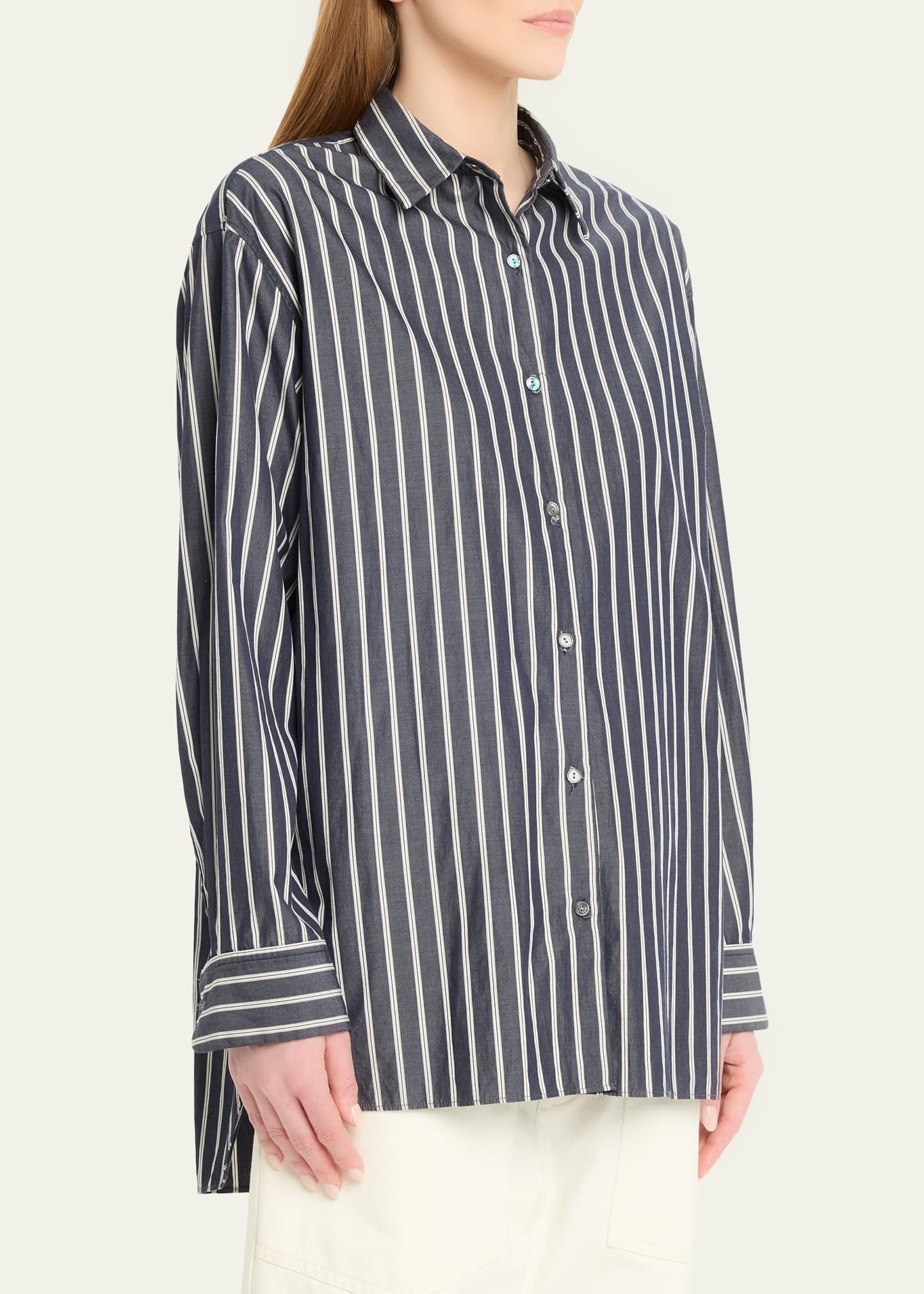 Nili Lotan | Yorke Shirt - Charcoal Stripe