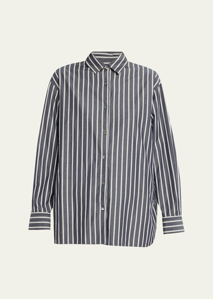 Nili Lotan | Yorke Shirt - Charcoal Stripe