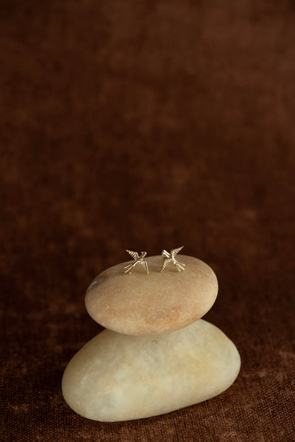 Zoe & Morgan | Birds Of A Feather Studs - Gold