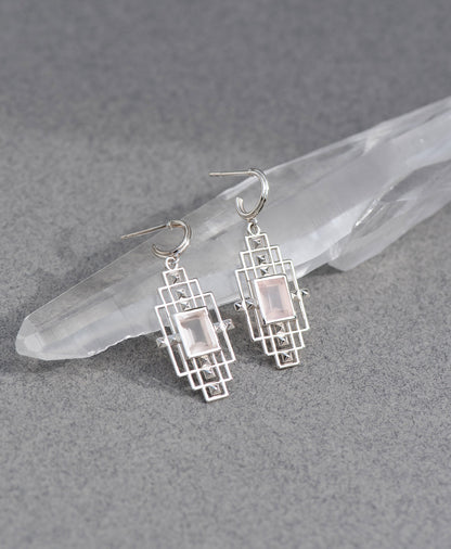 Zoe & Morgan | Bliss Earrings - Silver/Rose Quartz