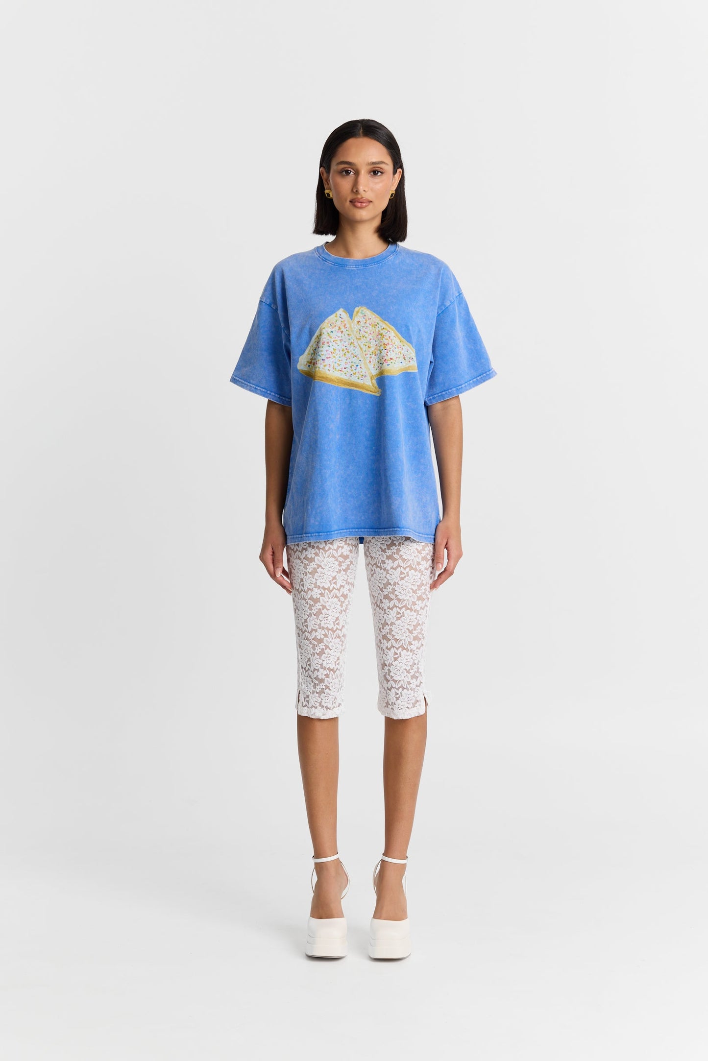 Maku The Label | Fairy Bread Acid Wash Oversize Tee - Light Blue