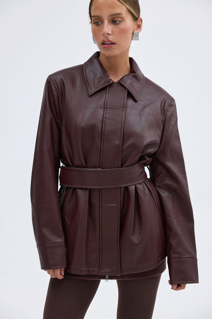 Bubish | Ellery Faux Leather Jacket - Bordeaux