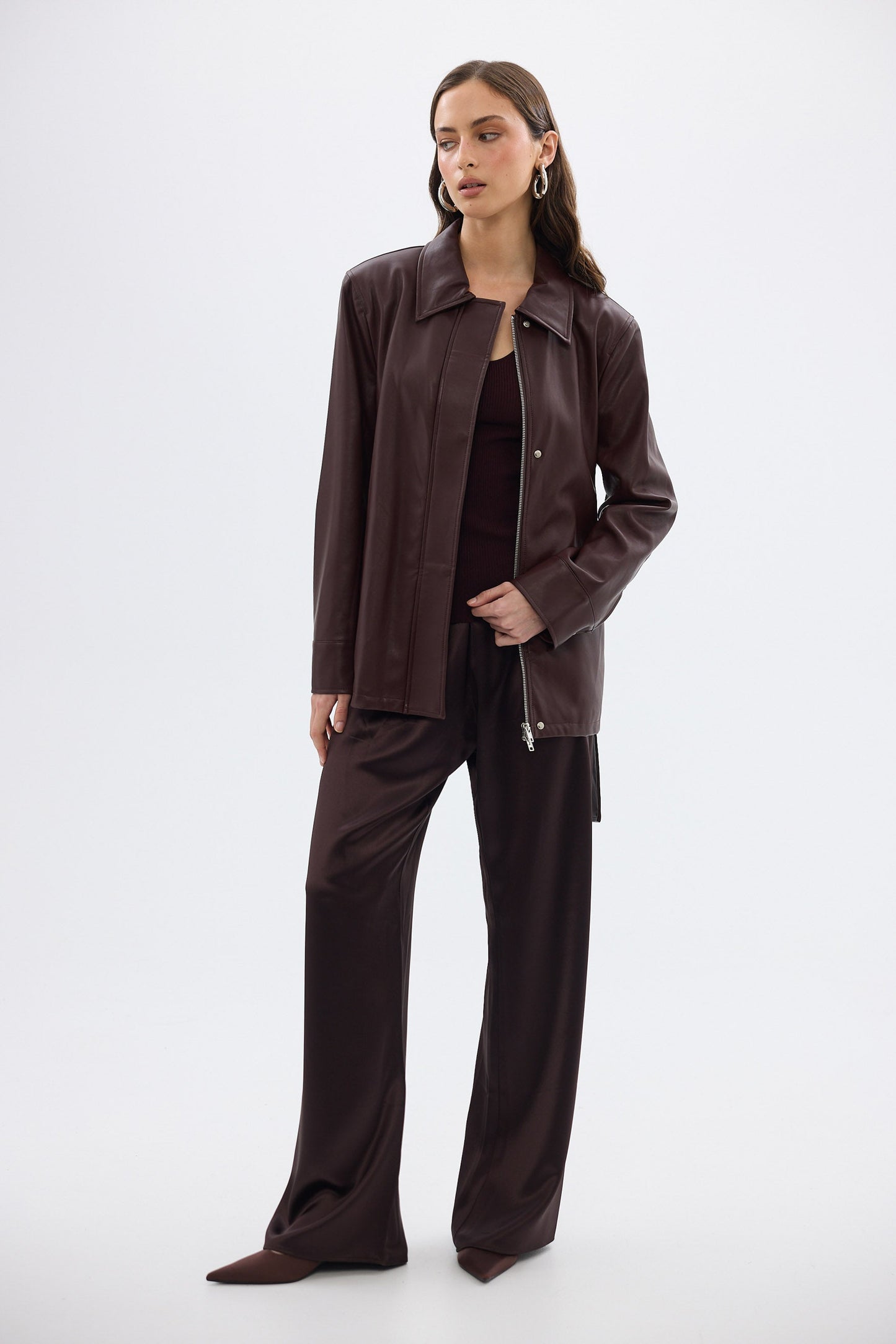 Bubish | Ellery Faux Leather Jacket - Bordeaux