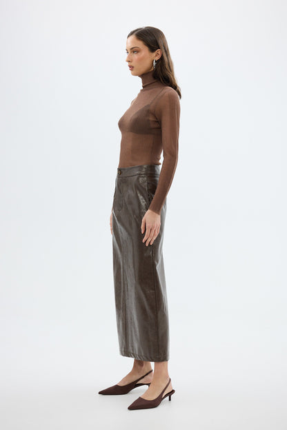 Bubish | Riley Sheer Long Sleeve Top - Chocolate