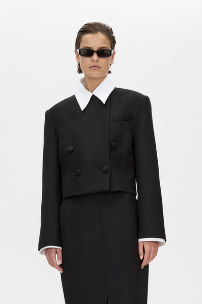 Camilla & Marc | Caius Collarless Cropped Blazer - Black