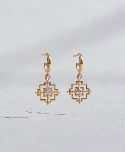 Zoe & Morgan | Centered Earrings - Gold/White Zircon