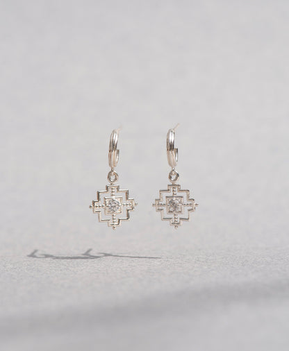 Zoe & Morgan | Centered Earrings - Silver/White Zircon