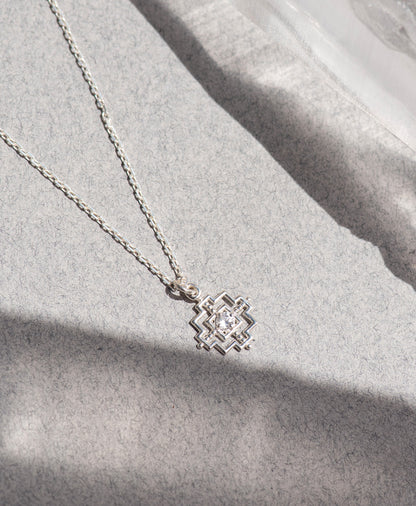 Zoe & Morgan | Centered Necklace - Silver/White Zircon