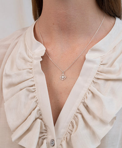 Zoe & Morgan | Centered Necklace - Silver/White Zircon
