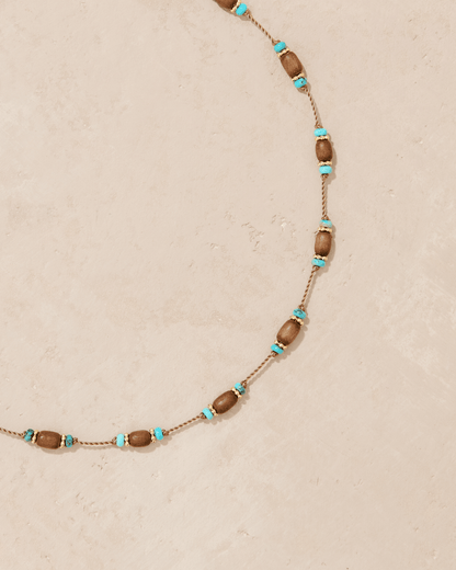 Tityaravy | Padma Necklace -  Wood & Turquoise
